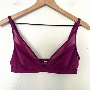 Parade Ultra-Soft Re: Play Plunge Bralette Sz S Wireless Mesh Fuschia Multiway